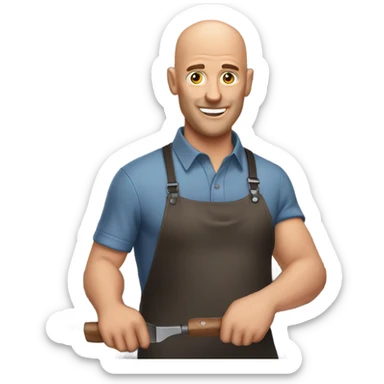 a bald guy grilling steak sticker