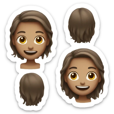 White skin brown hair girl laughing sticker