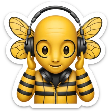 DJ bee with headphones sticker