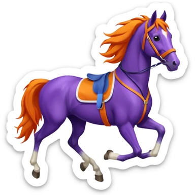 ok créée moi une emoticone simple pour une athletes d'endurance ( horse ) et un pour un endurance Horse - couleur dans ces tons violet et orange et blanc sticker