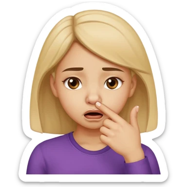 create a girl who is pinching her nose because she is smelling something bad sticker