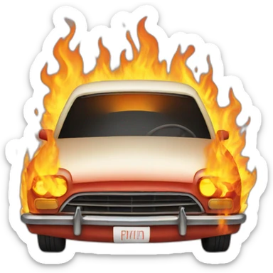 car on fire sticker