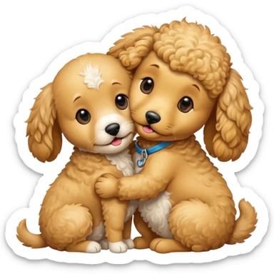 two cute dogs hugging in love  sticker