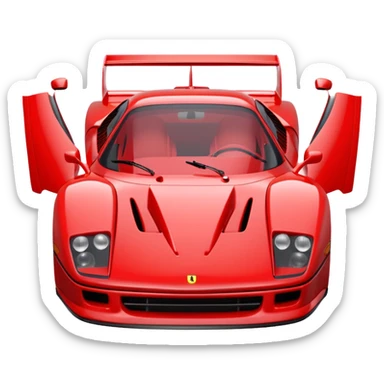 Ferrari F40, simplified, bright red, front view, no text sticker
