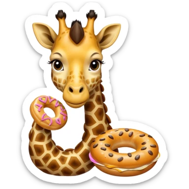 giraffe holding bagel sticker