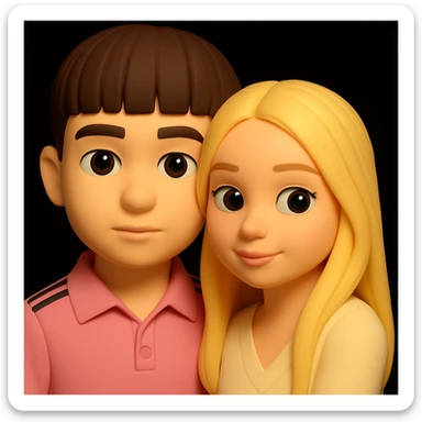 Combine both people from the provided images into one high quality 3D emoji, keeping the 3D emoji style and realistic details. Place them together harmoniously in a single composition, mimicking the microsoft style 3d fluent emojis with realistic details and 3D emoji look. sticker