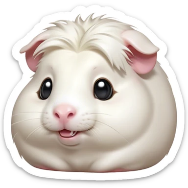 Cinematic Comical White Guinea Pig Portrait Emoji, Head tilted dramatically with an exaggeratedly amused expression, featuring a glossy, pristine white coat with an adorably scrunched face, wide, expressive dark eyes filled with playful disbelief, Simplified yet hilariously expressive features, highly detailed, glowing with a slightly sassy glow, high shine, dramatic yet playful, stylized with an air of cheeky mischief, bright and endearing, soft glowing outline, capturing the essence of a spirited and over-the-top guinea pig, so meme-worthy it feels like it could side-eye its way into internet fame instantly! sticker