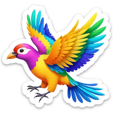 flying coloured bird sticker