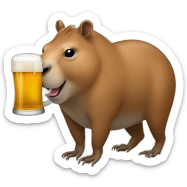 Un capibara qui bois une bière sticker