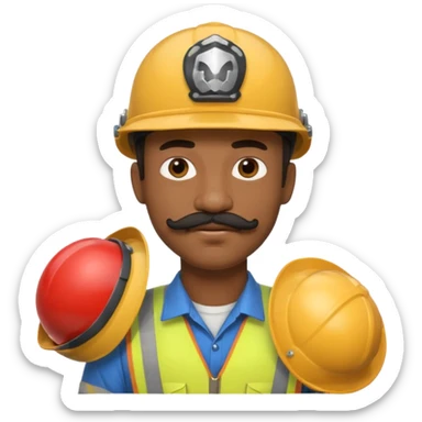 Mustached astronaut  black man holding helmet sticker