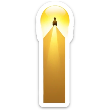 person floating up to the sky in a golden beam of light they are looking upward ￼ sticker
