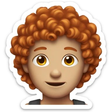 Red hair boy with short curly hair and freckles  sticker