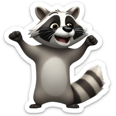 The raccoon waves its paw sticker