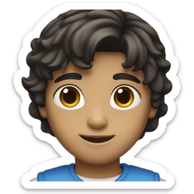 zoomer boy with mullet brown skin black hair blue eyes sticker