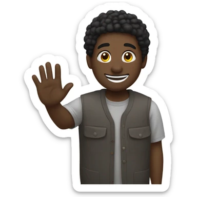 Blk man with a koofi saying hi to a friend sticker