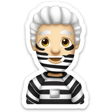 Prisionero blanco con banda negra en los ojos y vestido de rayas blancas y negras  sticker