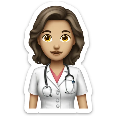 Brunette Female nurse long hair sticker