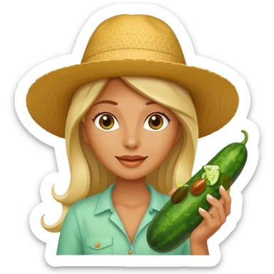 Egy nő árulja az uborkát ami rezeg sticker