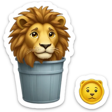 Un lion  dans une poubelle sticker
