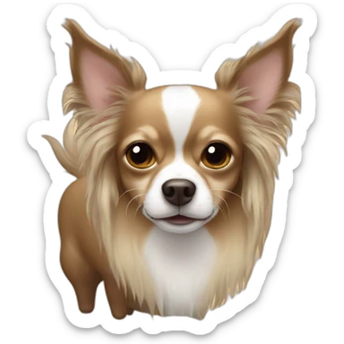 Long hair sand chihuahua with a bison sticker