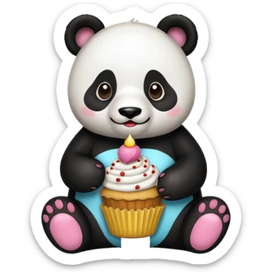 panda with cupcake sticker