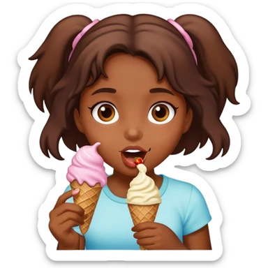 A girl with an ice cream  sticker
