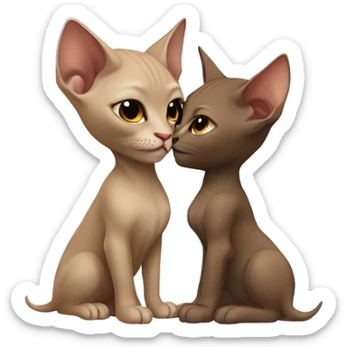 beige Sphinx cat and girl with long brown hair kissing it sticker
