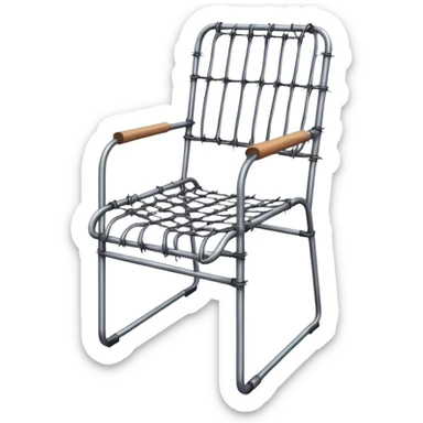 Steel chair wrapped in barbed wire sticker