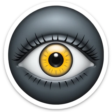Minimal emoji, gothic futuristic eye, cold grey sclera, the pupil is fully replaced by a solid black number 8 eight, occult cyber aesthetic, sharp clean lines, flat emoji design, centered, transparent background sticker