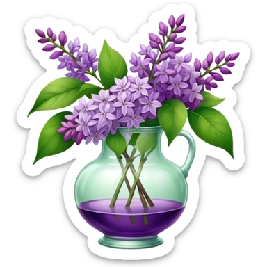 Lilacs in a clear vintage glass vase sticker