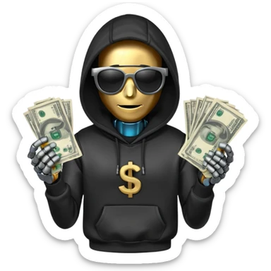 hoodie, sunglasses, money ROBOT sticker