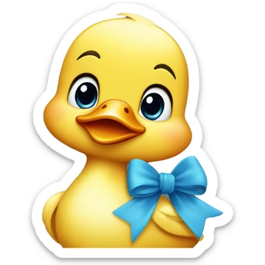 Cute little duck with blue bow sticker