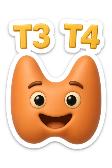 EMOJI STILE IPHONE 3D DI ormoni tiroidei che fluttuano in aria, iperrealistico 4k sticker