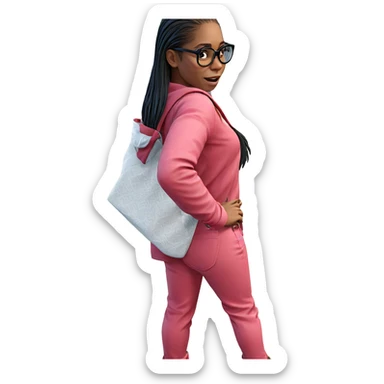 girl with glasses by car sticker