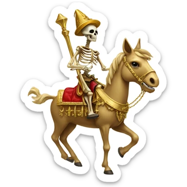royal Golden skeleton riding donkey sticker