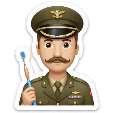 Hitler emoji in military dress and toothbrush mustache  sticker