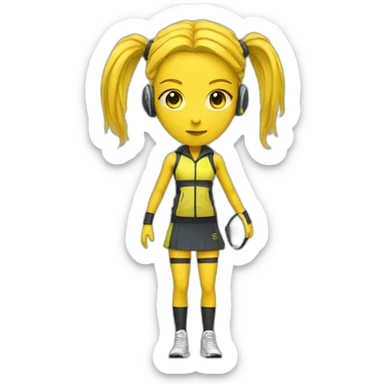 cyberpunk yellow girl in tennis uniform sticker