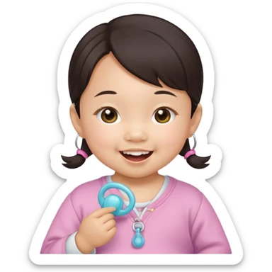 a asian baby girl with pacifier sticker