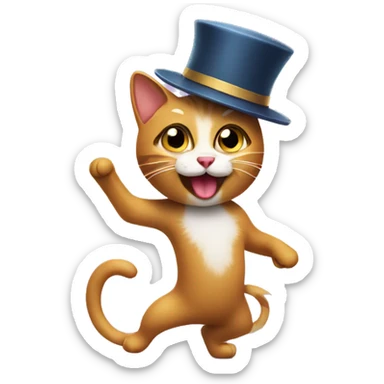 Cat wearing hat and dancing with dog  sticker