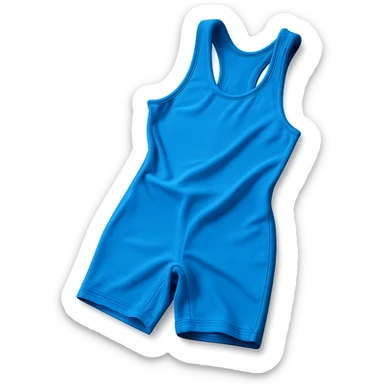 realistic icon of a bright blue wrestling singlet uniform, brightly lit, spread out as if loosely laying on a table, isolated on transparent background, with slight variation in fold or angle sticker