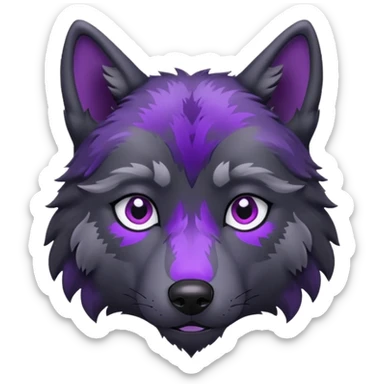 black wolf with purple pattern sad emotion sticker