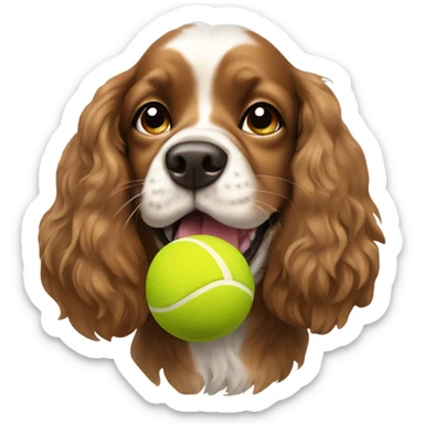 Cute spaniel dog with a ball in its mouth sticker