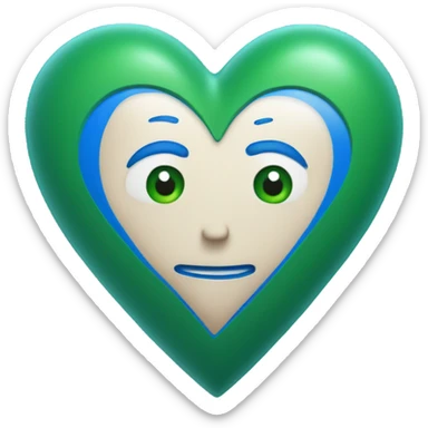 Heart that rim is blue that middle part is green sticker