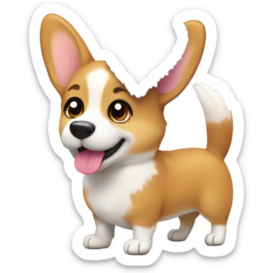Corgi with lilac heart  sticker