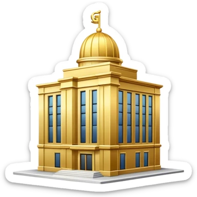 BUILDING IN BLACK, WITHE THE LETTERS GL IN GOLD AROUND THE BUILDING sticker