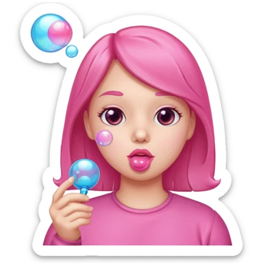 a person who blows bubbles with gum sticker