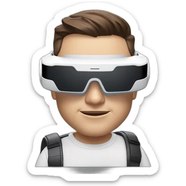 Elon musk with oculus quest 3 white headset sticker