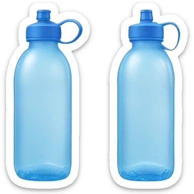 clear plastic water bottle with blue lid three quarters full of water sticker