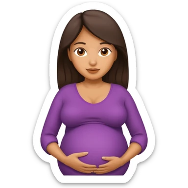 Latina woman, tan skin, pregnant sticker