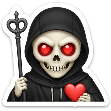 cute reaper with heart eyes face sticker